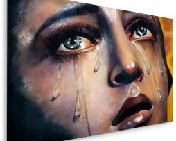 Schilderij - Meisje in Tranen, Premium Print op Canvas
