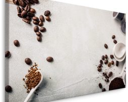 Schilderij - Koffie in Bonen en Gemalen, premium Print