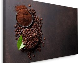 Schilderij - Koffie, Gemalen en Bonen, Premium Print