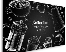 Schilderij - Reclame voor Koffie, Getekend, Premium Print