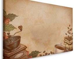 Schilderij - Reclame Koffie Retro, Premium Print