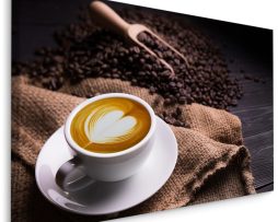 Schilderij - Latte Koffie met Liefde, premium Print