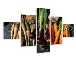 Schilderij - Groente variatie, 5 luik, Premium print