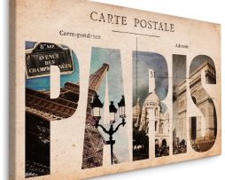 Schilderij - Postkaart uit Parijs, Vintage, Premium Print op canvas