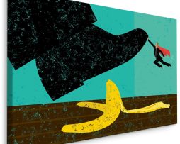 Schilderij - Bananenschil en Superhero, Cartoon, Premium Print op Canvas