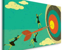 Schilderij - Bulls Eye, Darten, groen,rood,geel, Premium Print