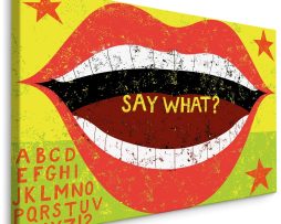 Schilderij - Say What? geel, groen, rood, premium Print