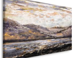 Schilderij - Berg Landschap, Abstract, Premium Print op Canvas
