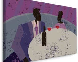 Schilderij - Stel in een Restaurant, Abstract, Paar, premium Print