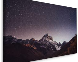 Schilderij - Sterrenhemel boven de Bergen, 5 maten, Premium Print