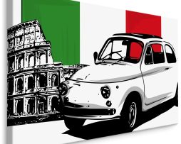 Schilderij - Fiat voor het Colosseum, Italiaanse Vlag, Premium Print