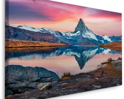 Schilderij - Ochtend in de Zwitserse Alpen, 5 maten, Premium Print