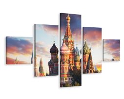 Schilderij - Rode plein, Moscow, 5 luik, premium print