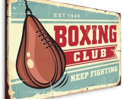 Schilderij - Boxing Club, Keep Fighting, Premium Print op Canvas