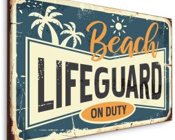 Schilderij - Beach Lifeguard, On Duty, Premium Print op canvas