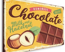 Schilderij - Chocolade, Melk en hazelnoot, Premium Print op Canvas