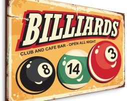 Schilderij - Billiards, Reclame Pool Biljarten, Premium Print