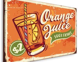 Schilderij - Orange Juice, 100% Fruit, Reclame, Premium Print