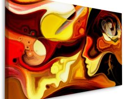 Schilderij - Abstracte Gezichten, Multikleur, Premium Print