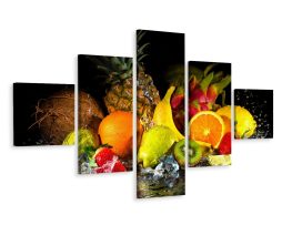 Schilderij - Fruit en water, 5luik, Premium print