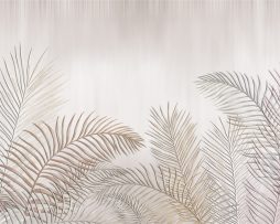 Fotobehang - Palmbladeren op een lichte achtergrond, Prachtig licht behang, 11 maten, inclusief behanglijm