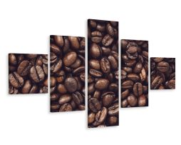 Schilderij - Geroosterde koffiebonen, 5luik, Premium print