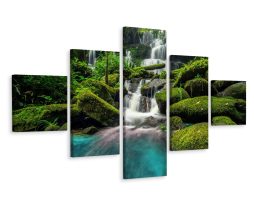 Schilderij - Prachtige waterval, 5luik, premium print