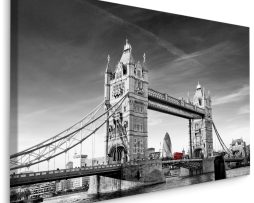 Schilderij - Tower Bridge in zwart/wit, Premium Print