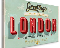 Schilderij - Groeten uit Londen, Greetings from London, Premium Print