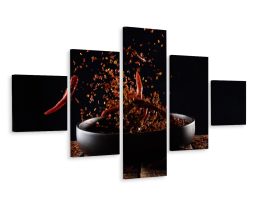 Schilderij - Cayenne pepers, 5luik, premium print