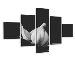 Schilderij - Eetlepel knoflook, 5luik, premium print