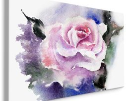 Schilderij - Geschilderde Roze Roos, Print op Premium Canvas