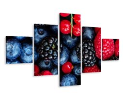 Schilderij - Bosbessen variatie, 5luik, Premium print