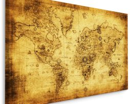 Schilderij - Oude Wereldkaart, Vintage, Premium Print