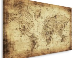 Schilderij - Oude vintage wereldkaart, Premium Print, 5 maten
