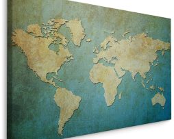 Schilderij - Decoratieve wereldkaart, premium Print, 5 maten