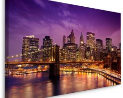 Schilderij - New York bij Nacht, Premium Print, 5 maten