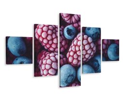 Schilderij - Bevroren bosbessen, 5luik, premium print