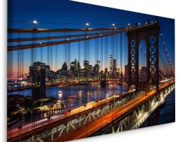 Schilderij - Prachtig zicht op de Manhattan Bridge, NYC, Premium Print