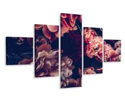 Schilderij - Vintage bloemen III, 5luik, premium print