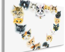 Schilderij - Een Hartje van Kittens, Liefde, Premium Print
