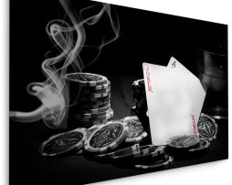 Schilderij - Poker Set, Speelkaarten, zwart/wit/rood, Premium Print