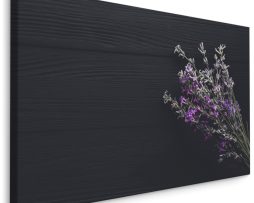Schilderij - Lavendel op een zwarte Achtergrond, Premium kwaliteit