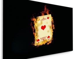 Schilderij - Harten Aas in vlammen, speelkaart, premium print
