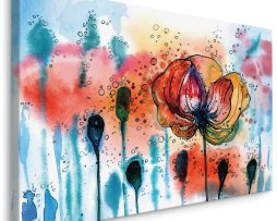 Schilderij - Klaprozen in waterverf (print op canvas), premium print
