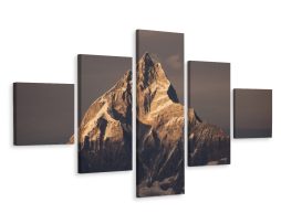 Schilderij - Top van de Himalaya gebergte, 5luik, premium print
