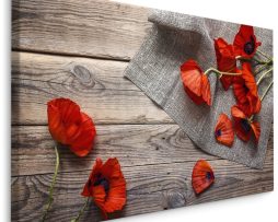 Schilderij - Rustieke rode klaprozen, premium print
