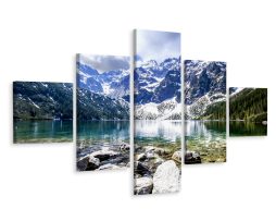 Schilderij - Bergmeer, 5luik, premium print