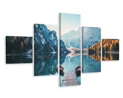 Schilderij - Stijger naar bergmeer, 5luik, premium print