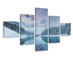 Schilderij - Winter in de bergen, 5luik, premium print